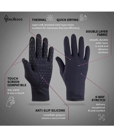 TrailHeads Women's Touchscreen Running Gloves - Power Winter Accessories (Solid Black, Small) - Buy Online on GoSupps.com