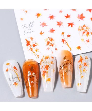 3D Maple Leaf Nail Art Stickers - Fall Embossed Decals for Women & Girls | Autumn Thanksgiving Nail Decorations (4 Sheets - Buy Online on GoSupps.com