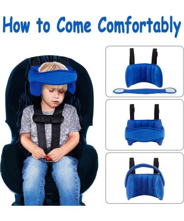 Adjustable Cotton Child Car Head Support & Neck Protector - Blue | Seat Headrest for Baby, Kids, Toddlers - Buy Online on GoSupps.com