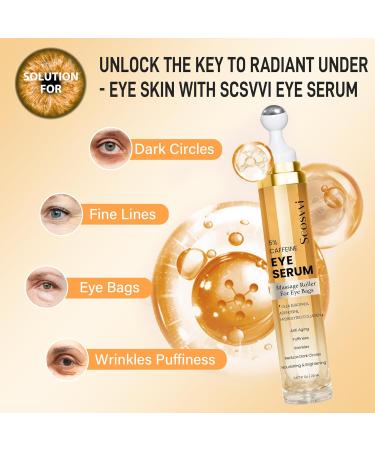 Caffeine Eye Serum for Dark Circles & Puffiness | Anti-Aging Eye Care with Ice Roller | Unisex Under Eye Treatment - Buy Online on GoSupps.com