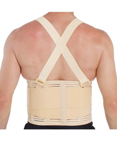 NeoTech Care Adjustable Back Brace Lumbar Support Belt with Suspenders - Size L Large - Black - Buy Online on GoSupps.com