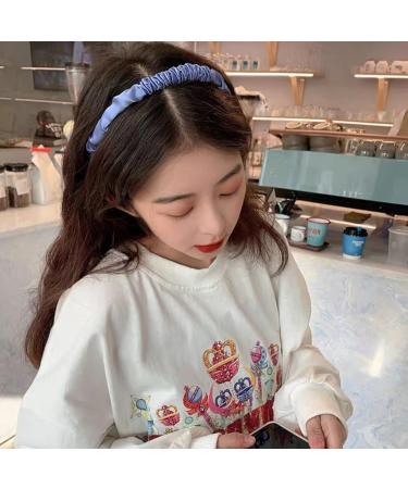 Verdant Touch Ruched Hair Band Ruched Satin Pleated Headband Hair Hoop for Women and Girls Dark Blue - Buy Online on GoSupps.com