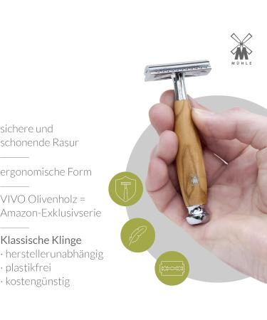 M HLE Vivo Safety Razor - Olive Wood Handle & Chrome Accents | Premium International Shipping - Buy Online on GoSupps.com