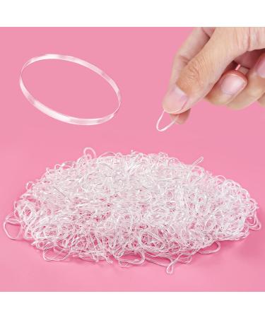 1000 Pcs Small Clear Hair Elastics Soft  Mini Clear Elastic Hair Ties  2mm in Width and 20mm in Length   Tiny Clear Elastic Rubber Hair Bands Little for Girl Women Baby Toddler Pets Braids Ponytail 1000Pcs Clear Hair Ela...