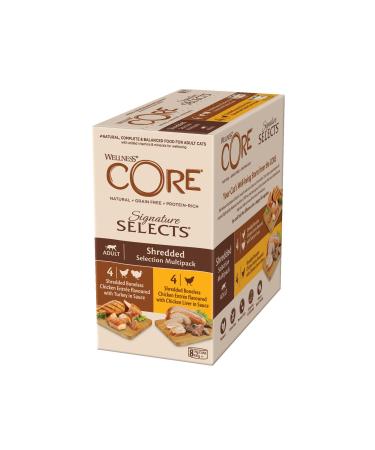Wellness Core Signature Selects cat food wet in sauce grain -free high meat content shredded selection mix 8 x 79 g Shredded Selection Mix 79 G (8 Pack) - Buy Online on GoSupps.com