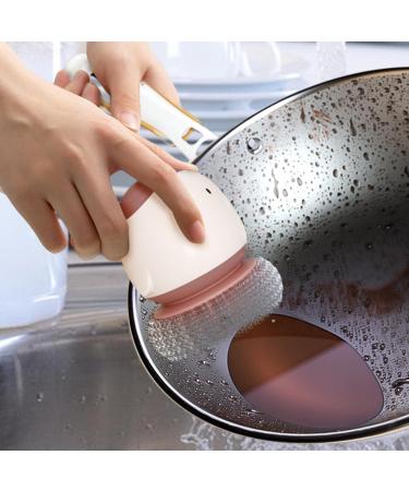 Soap Dispensing Palm Brush Soap Liquid Adding Washing Dish Scrubber Pot Brush Labor-Saving Dishwashing Humanized Brushes for Dish Cleaning Sink Kitchen Pot Haoying Red - Buy Online on GoSupps.com
