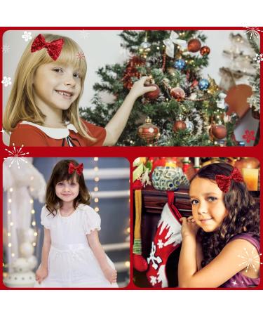 Sibba 4 Pack Glitter Hair Bows Clips - Large 4 Inch Red Sequins Barrettes for Women, Girls, Toddlers - Sparkly Lace Nylon Mesh Alligator Ponytail Holder - Valentines Day, Easter, School Accessories - Buy Online on GoSupps.com