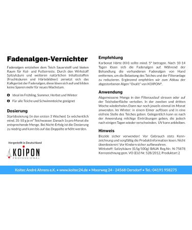 Koipon Thread Algae Destroyer 1 kg - Phosphate-Free Solution for Algae Growth in Garden Ponds - Buy Online on GoSupps.com