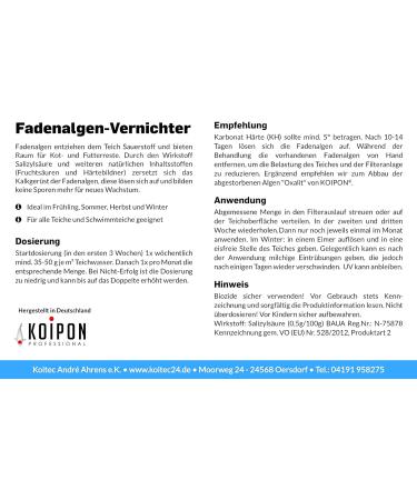 Koipon Thread Algae Destroyer 5 kg | Phosphate-Free Algae Control for Garden Ponds | Combat Thread Algae Growth - Buy Online on GoSupps.com