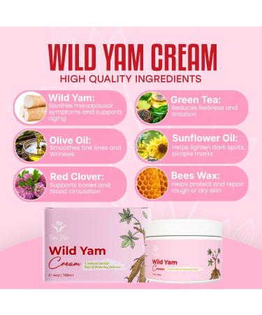 Wild Yam Cream - Natural Relief for Menopause Symptoms and Hormone Balance - Vegan Enriched with Red Clover Extract Coconut Oil & Vitamin A - Perimenopause Symptoms and Dry Skin Relief 118ml - Buy Online on GoSupps.com