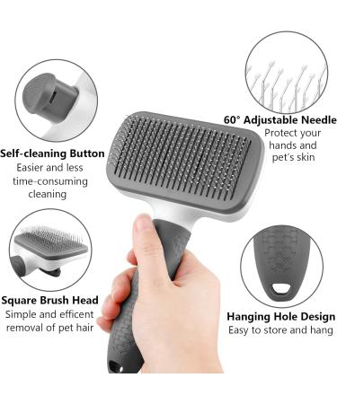 Pet Grooming Brush for Dogs and Cats | Shedding and Tangled Hair Removal Tool with Cleaning Button and Massage Feature | Long and Short Hair | Grey Color - Buy Online on GoSupps.com