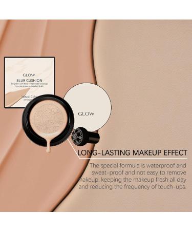  WRANBAO Luminous Cushion Foundation - Mushroom Head Cushioned CC Cream Long-Lasting Brightening BB Cream Makeup for All Skin Types Full Coverage Foundation (4pcs-Natural Color) - Buy Online on GoSupps.com