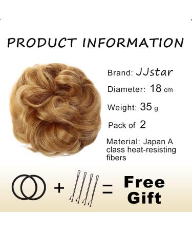 JJstar 2PCS Curly Messy Bun Hair Pieces - High Heat Resistant Synthetic Fiber Scrunchies for Women - Golden Auburn - Buy Online on GoSupps.com