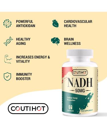 NADH 50 mg Plus CoQ10 200 mg NADH Capsules - Energy and Fatigue Support ATP Production - 60 Counts for 60-Day Supply 60 count (Pack of 1) - Buy Online on GoSupps.com