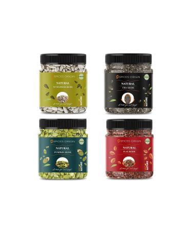 Spices Origin Raw Pumpkin - 250g Sunflower - 250g Flax - 250g Chia Seeds - 250g | Immunity Combo | All Premium_Packing May Vary