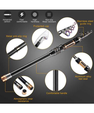 BlueFire Fishing Rod Kit - Carbon Fiber Telescopic Pole and Reel Combo for Beginner Adults - Spinning Reel, Line, Lure, Hooks, and Bag - Saltwater/Freshwater Gear Set (2.1M) - Buy Online on GoSupps.com