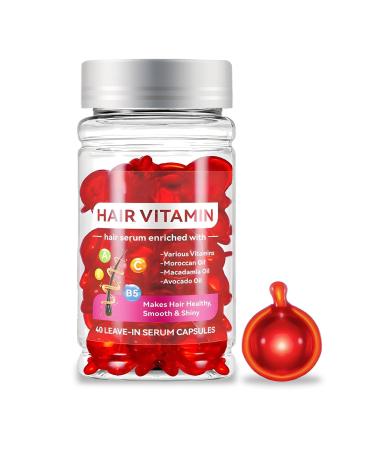 Hair Vitamin Treatment Serum Capsules Hair Vitaminas Serum Oil Moisturizing Repair Dry Frizzy Damaged Hair with Vitamins A C E & B5 for All Hair Types - 40PCS