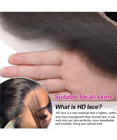 Lace Frontal Closure - 13x4 Straight Human Hair with HD Transparent Lace - Pre Plucked Baby Hair - 150% Density - Free Part Full Lace Frontal - 12A Brazilian Virgin Hair - Natural Black - Unprocessed - Buy Online on GoSupps.com