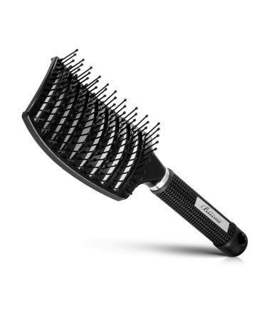 Hair Brush, Curved Vented Brush Faster Blow Drying, Professional Curved Vent Styling Hair Brushes for Women, Men, Paddle Detangling Brush for Wet Dry Curly Thick Straight Hair black