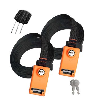 Lovinouse 2023 Upgraded 2 Pack Lockable Tie Down Strap with 3 Stainless Steel Cables for Lashing Locking Kayak Bike Surfboard 10 Feet Each Orange