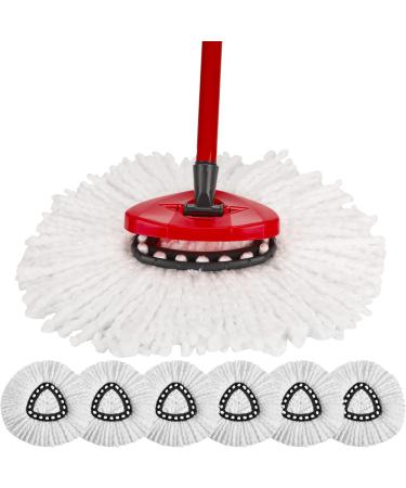 6 Pack Mop Replacement Heads Compatible withO-Ceda EasyWring RinseClean Triangle Spin Mop 1 Tank System Microfiber Spin Mop Refills, Easy Cleaning Mop Head Replacement 100% Microfiber Mop Refill Heads