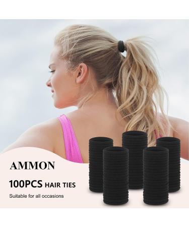 100 Pcs Black Seamless Hair Ties for Thick & Curly Hair - 1.77 Diameter Elastic Bands for Women - Buy Online on GoSupps.com