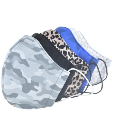 Comfort Concept (5 pieces) Hygienic three-layer oral and nose protection mask for reuse and washing in the 5 Set with trendy patterns for protection in size M ideal for women and children