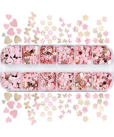 KACHIMOO Nail Glitter Sequins - 12 Grids Gold Pink Flakes for Nail Art Decoration - Buy Online on GoSupps.com