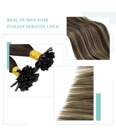 Buy Youngsee Bondings Extensions | Real Hair Ombre U Tip Extensions | 50cm Remy Keratin Bonding | Dark Brown to Ash Blonde #4/18/4 - Buy Online on GoSupps.com