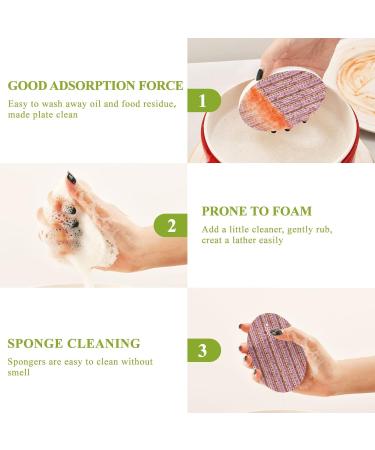 3-Pack Cleaning Kitchen Sponges Oval Ethnic Style Stripes Kitchen Cellulose Dishwashing Wood Pulp Cotton - Buy Online on GoSupps.com