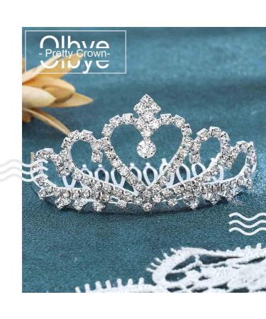 Olbye Silver Heart Rhinestone Crystal Wedding Crown Tiara for Women and Girls - Buy Online on GoSupps.com