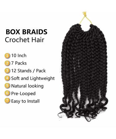 7 Packs Curly Ends Crochet Box Braids 10 Inch - Black Women's Crochet Hair (10 Inch 2) - Buy Online on GoSupps.com