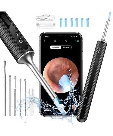 Qimic Ear Wax Remover 1080P FHD Wireless Ear Wax Removal Kit WiFi Ear Cleaner Camera with 6 LED Lights 3.5mm Visual Ear Otoscope for Adults Kids & Pets(Black)
