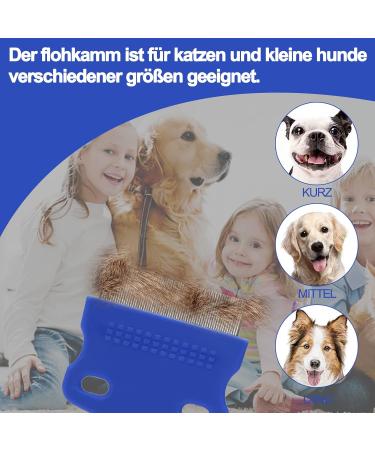 3-Piece Stainless Steel Flea & Lice Comb Set for Dogs & Cats | Pet Care Tools for Effective Tear Stain Removal - Blue - Buy Online on GoSupps.com