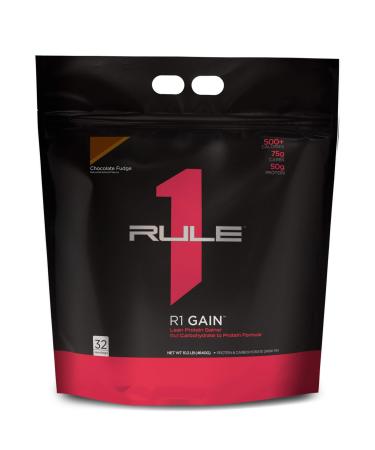Rule One Proteins, R1 Gain - Chocolate Fudge, High-Protein Lean Gain Formula with 50g All-Whey Protein (Primarily Isolate), Over 500 Calories, 75g Carbs, Under 6g of Fat, 10 Pounds, 32 Servings Chocolate Fudge 32 Servings …