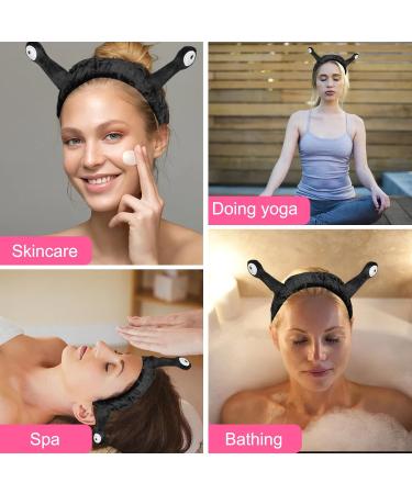 Plush Snail Headband Black Face Wash Spa Headband Makeup Cute Coral Fleece Elastic Headband Cartoon Hair Accessories for Women Girls Washing Face Skincare - Buy Online on GoSupps.com