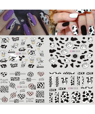 Cow Print Nail Art Stickers - 12 Sheets Water Transfer Decals for Women and Girls - Buy Online on GoSupps.com