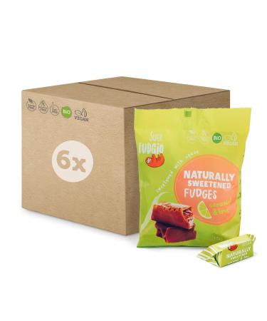 Super Fudgio Bio Bonbons - Caramel and Limette - vegan and gluten -free - Organic caramel candies without palm oil - with organic coconut milk and coconut sugar |6x150g multipack |Caramel and lime caramel and lime 6 Pack