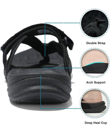 UTENAG Women's Arch Support Flip Flops 6 Black - Orthotic Thong Sandals for Ladies - Buy Online on GoSupps.com