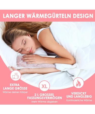 Bolei Extra Long Hot Water Bottle with Fluffy Cover | Leak-Proof Odorless 73cm Neck Heat Bottle - Perfect for Neck & Back Pain Relief | Ideal Christmas Gift for Men & Women - Pink - Buy Online on GoSupps.com