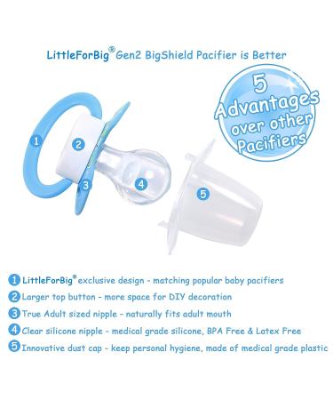 LittleForBig Bigshield Gen-II Adult Pacifier - Baby Cuties Blue Kitty Design - Buy Online on GoSupps.com