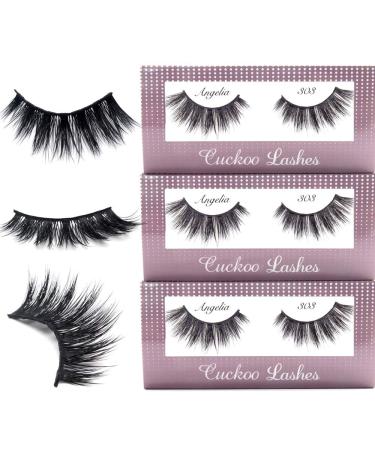 Cuckoo False Eyelashes 3D Faux Mink Lashes Dramatic Korea PBT Fiber False Lashes 100% handmade- 303 (3Pairs) 3 Pairs-Cuckoo 303