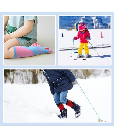 Children's Crate Ski Socks - Unisex Cotton & Wool Thermosocks Thick Reinforced Knee High Winter Sports Socks for Girls - Warm & Colorful - Sizes 26-30 Pink & Blue - Buy Online on GoSupps.com