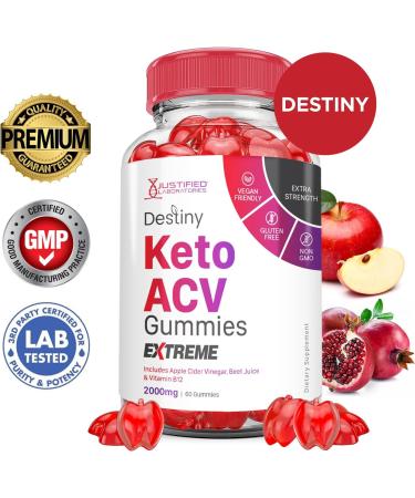 Buy Destiny Keto ACV Gummies 2000MG - Vegan Apple Cider Vinegar with Pomegranate & Beet Juice - Non-GMO - 60 Count - Buy Online on GoSupps.com