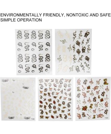 Snake Pattern Nail Sticker 5 Sheets Self Adhesive Nail Art Decals Nail Art Decoration Sticker for DIY Women Fingernail Toenail Various Patterns - Buy Online on GoSupps.com