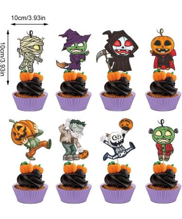 Halloween Cake Toppers - Fall Theme Cupcake Decorations | Pumpkin Cupcake Toothpicks Party Decorations for Cupcake Party Supplies Neecs - Buy Online on GoSupps.com