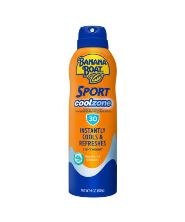 Banana Boat Sport Cool Zone SPF 30 Sunscreen Spray  6oz | Sport Sunscreen Spray SPF 30  Clear Sunscreen Spray  Banana Boat Sunscreen Spray SPF 30  Oxybenzone Free Sunscreen SPF 30  6oz - Buy Online on GoSupps.com