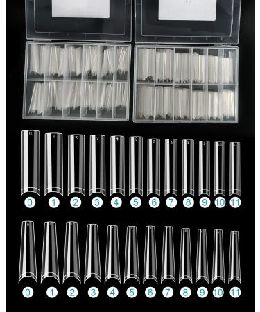 Spohom 480pcs Clear Nail Tips for Acrylic Nails - Professional Square Coffin No C Curve Extra Long Tapered Straight Fake Nails Tips - Salon Quality DIY Square and Coffin Styles - Buy Online on GoSupps.com