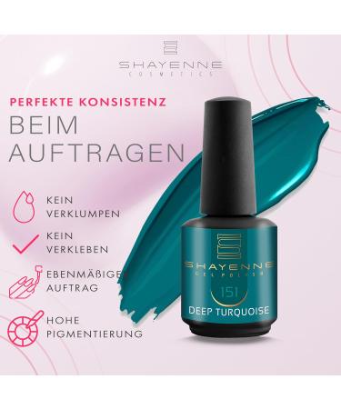 Shayenne 151 Deep Turquoise Shellac Gel Nail Polish 15 ml for UV LED Lamp Made in Germany - Buy Online on GoSupps.com