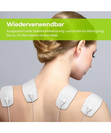Auvon 20s Set TENS EMS Electrode Pads - Reusable 5x5 cm Electrotherapy Pads with Improved Self-Clay Performance - Buy Online on GoSupps.com